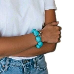 Lauren Ralph Lauren Bracelet Chunky Turquoise Semi-precious Small 5" Wrist Boho